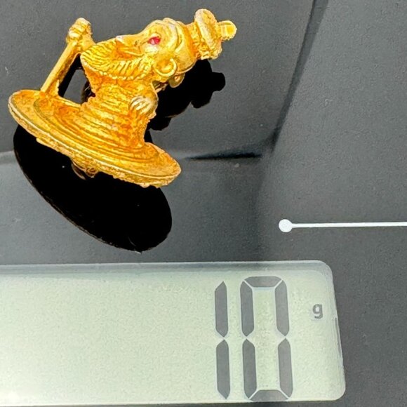 Manselle Vtg Goldtone King Poseidon Brooch Pin Red Gemstone Gift - Picture 5 of 12